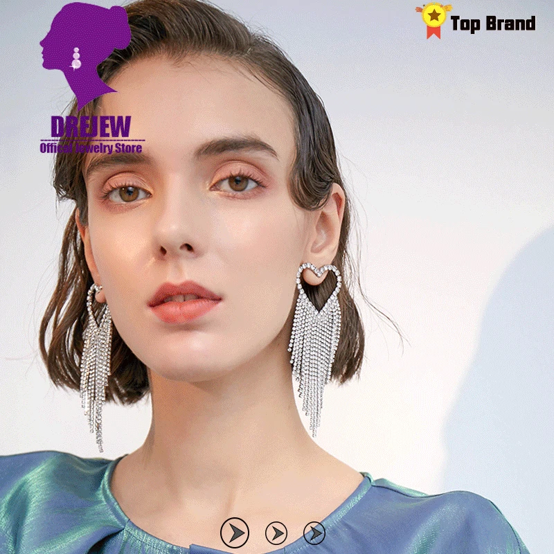 DREJEW золотые серебряные серьги в форме сердца для влюбленных Роскошные стразы