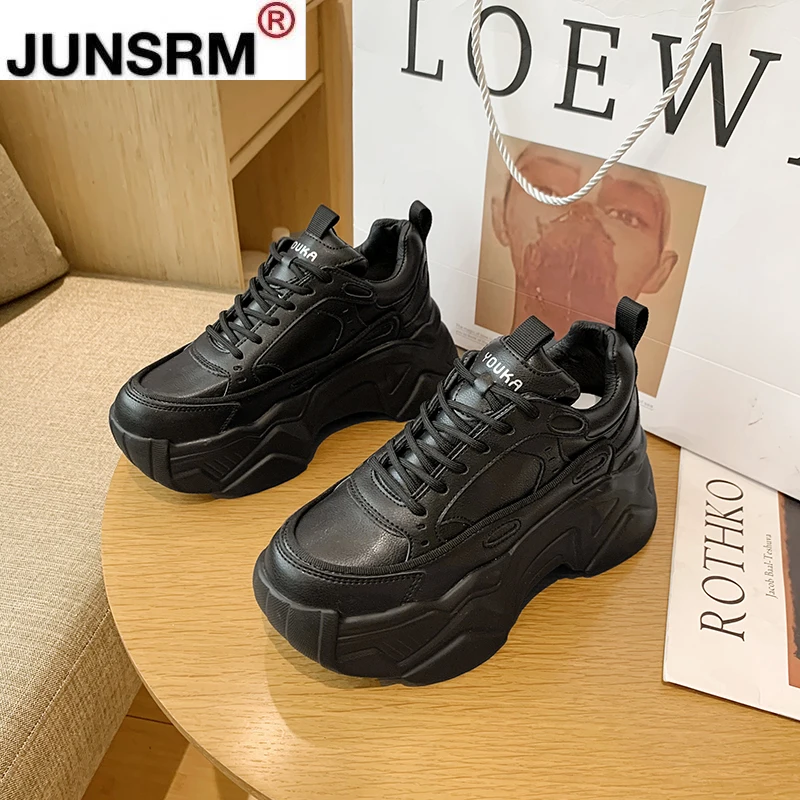 

New Women Chunky Sneakers Dad Shoes Fashion Female Black White Platform Sneakers Thick Sole Running Casual Shoes