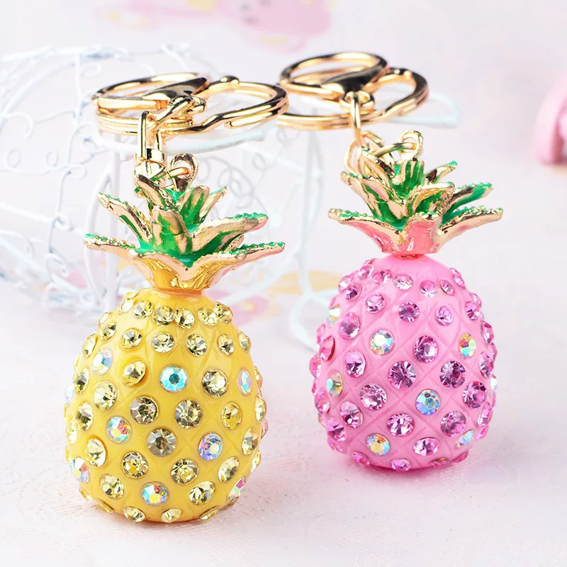 Стразы-хрустальные брелоки с ананасами Брелоки для ключей кольца женщин сумка