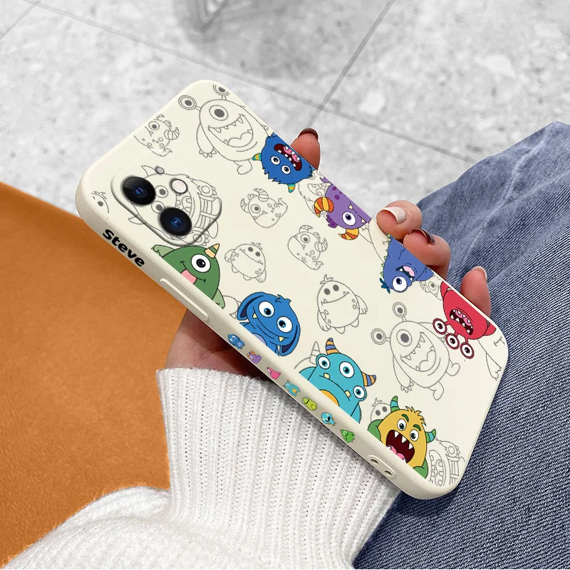 

Monster Square Liquid Silicone Case For iPhone 12 13 Pro Max Mini 11 Pro Max X XR XS MAX 8 7 6 6S Plus Soft Phone Cover Case
