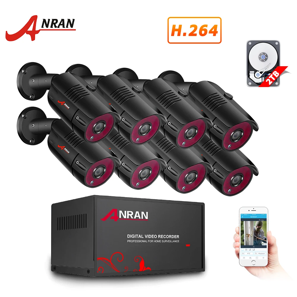 ANRAN 4CH/8CH CCTV Системы 8 шт. 1080P Открытый Защита от атмосферных воздействий Камера AHD DVR Kit День/Ночь Камера видеонаблюдения Системы