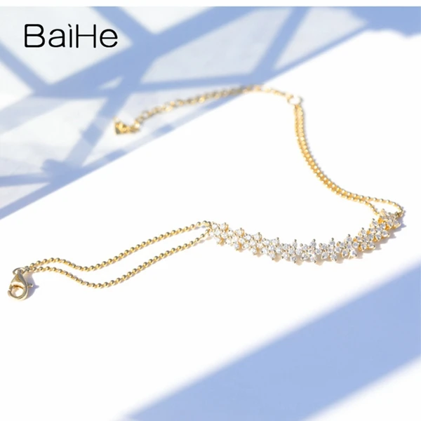 BAIHE Solid 14K желтое золото 1ct Сертифицированный H/SI натуральные Алмазы обручальные женские модные ювелирные изделия Подарочный браслет