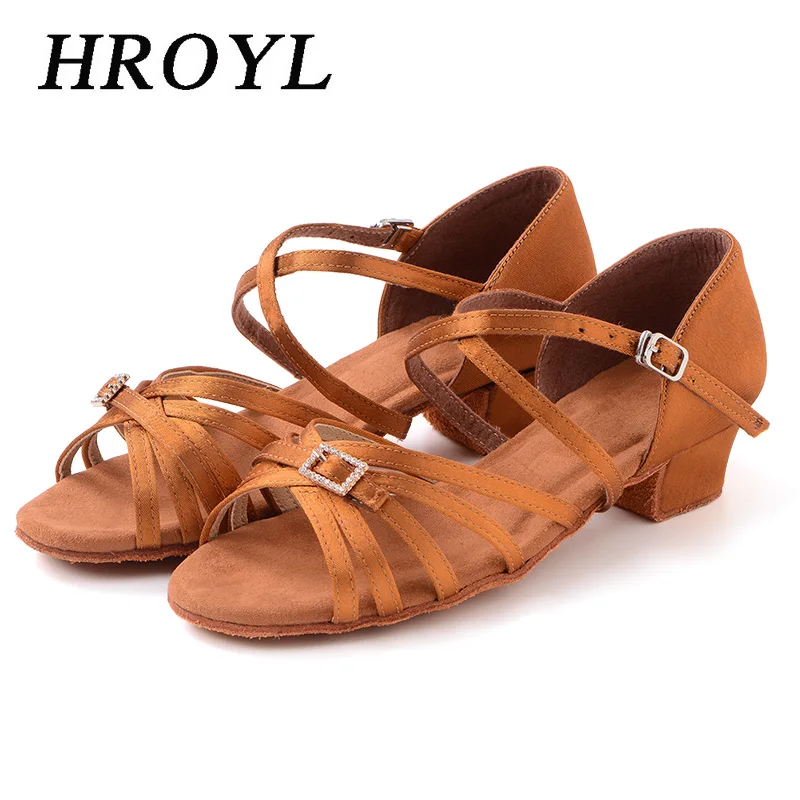 

2021 New Arrivals Latin Dance Shoes Women Salsa Dancing Shoes Girls Sandals Ladies Ballroom Heeled Shoes About 3.5CM HROYL
