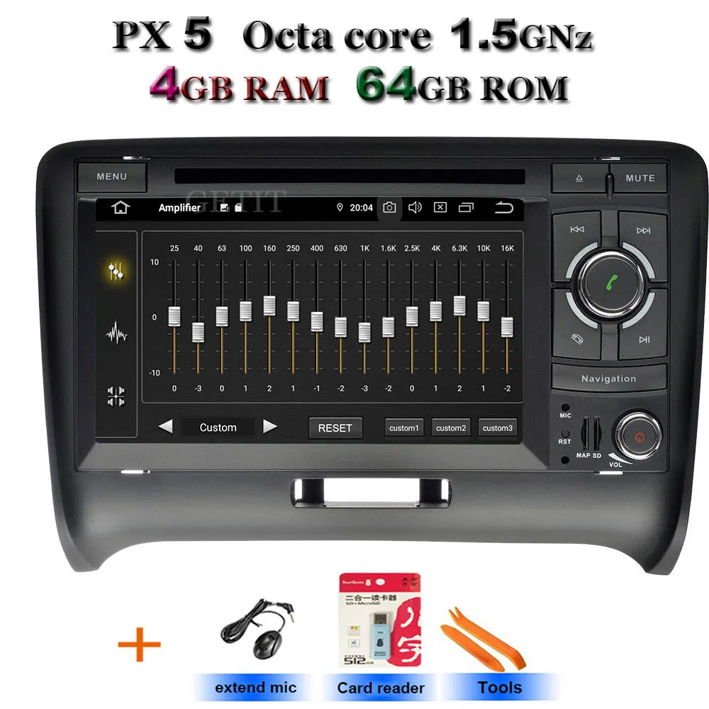 Android 9,0 2 DIN автомобильный DVD gps для Audi TT MK2 8J 2006 2007 2008 2009 2010 2011 2012 мультимедийный плеер радио - Цвет: PX5 Standard