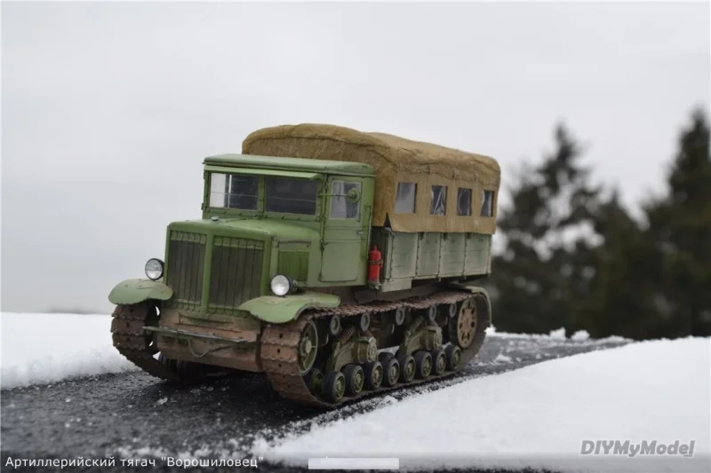 DIYMyModeI-tractor de artiller&iacute;a pesada voroshlov, juego de maqueta de papel artesanal, rompecabezas de juguete hechos a mano, regalo, utillaje de pel&iacute;cula-5