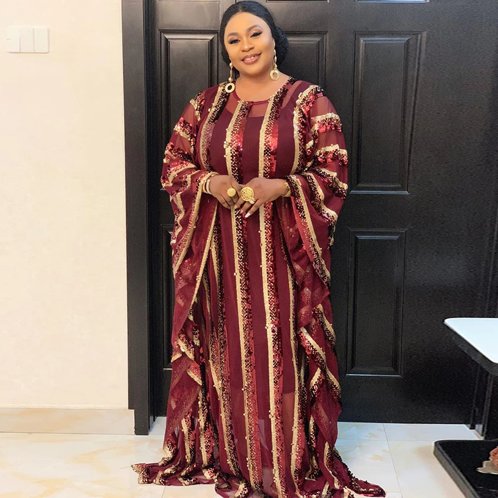 Сетчатые африканские платья с блестками для женщин 2020 нигерийская одежда