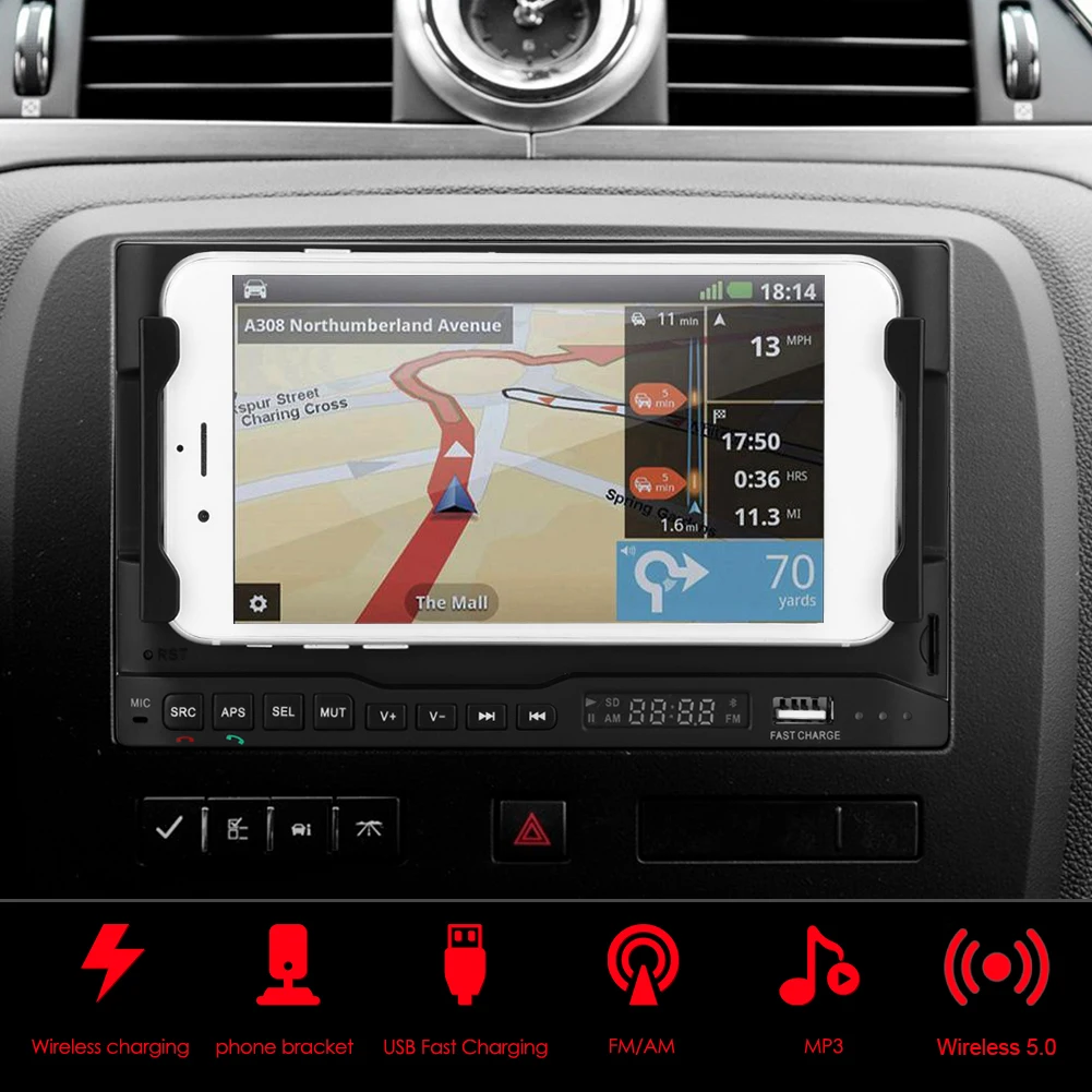 

Многофункциональный автомобильный mp3-плеер, беспроводное зарядное устройство, радио, телефон, держатель для быстрой зарядки, автомобильный...