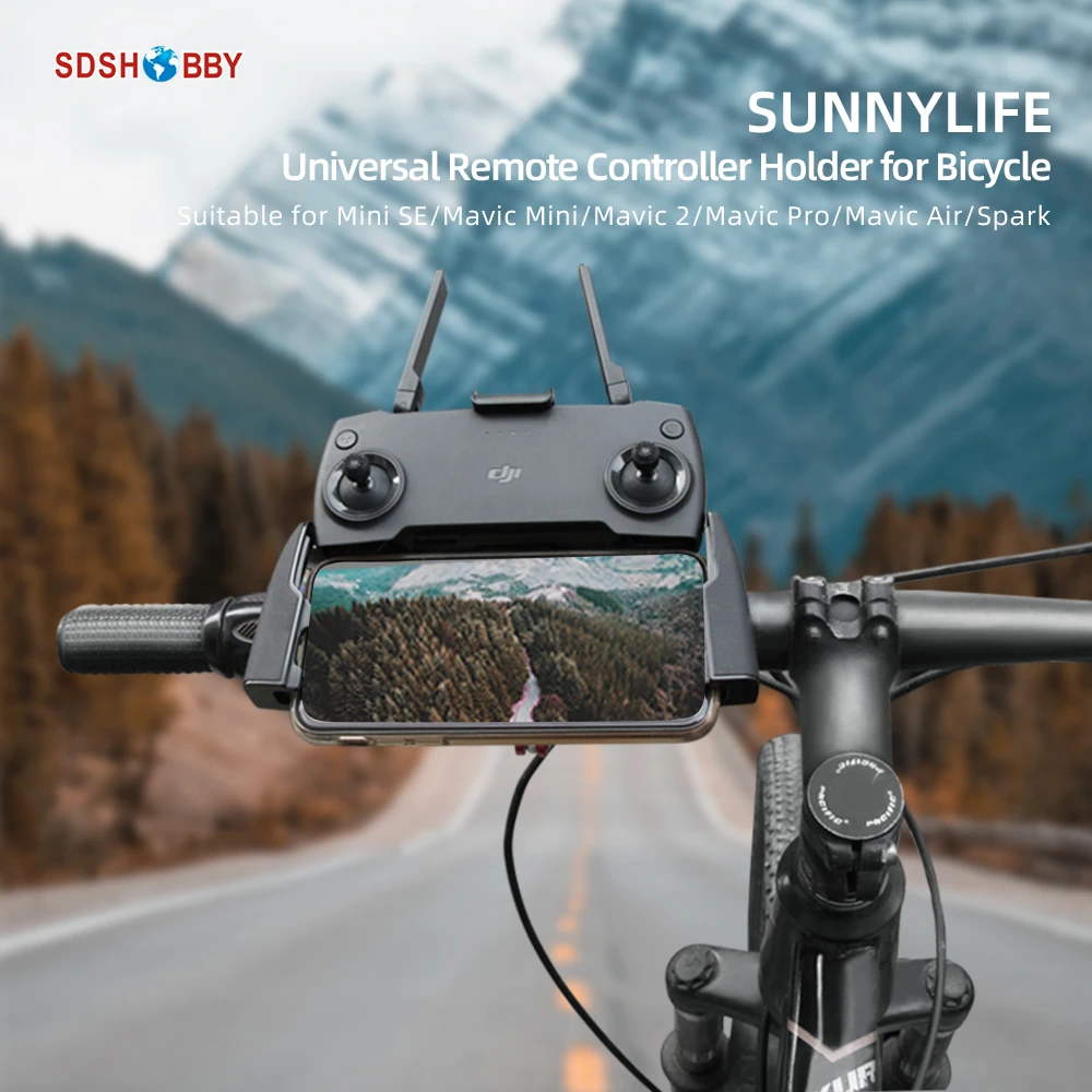 Sunnylife Remote Controller Holder on Bicycle Following Shot Action Camera Mount for Mavic Mini SE/Mavic 2/Mavic Pro/Mavic Air