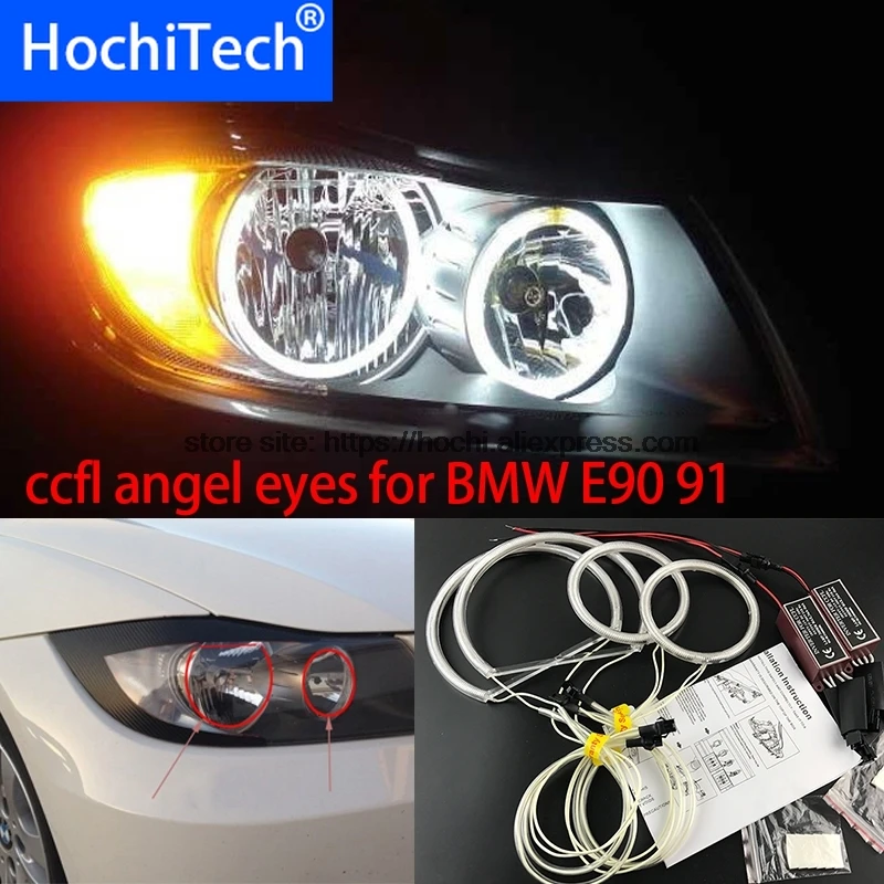 HochiTech белый 6000K CCFL головной светильник Halo Angel Demon Eyes Kit ангельские глазки для BMW 3