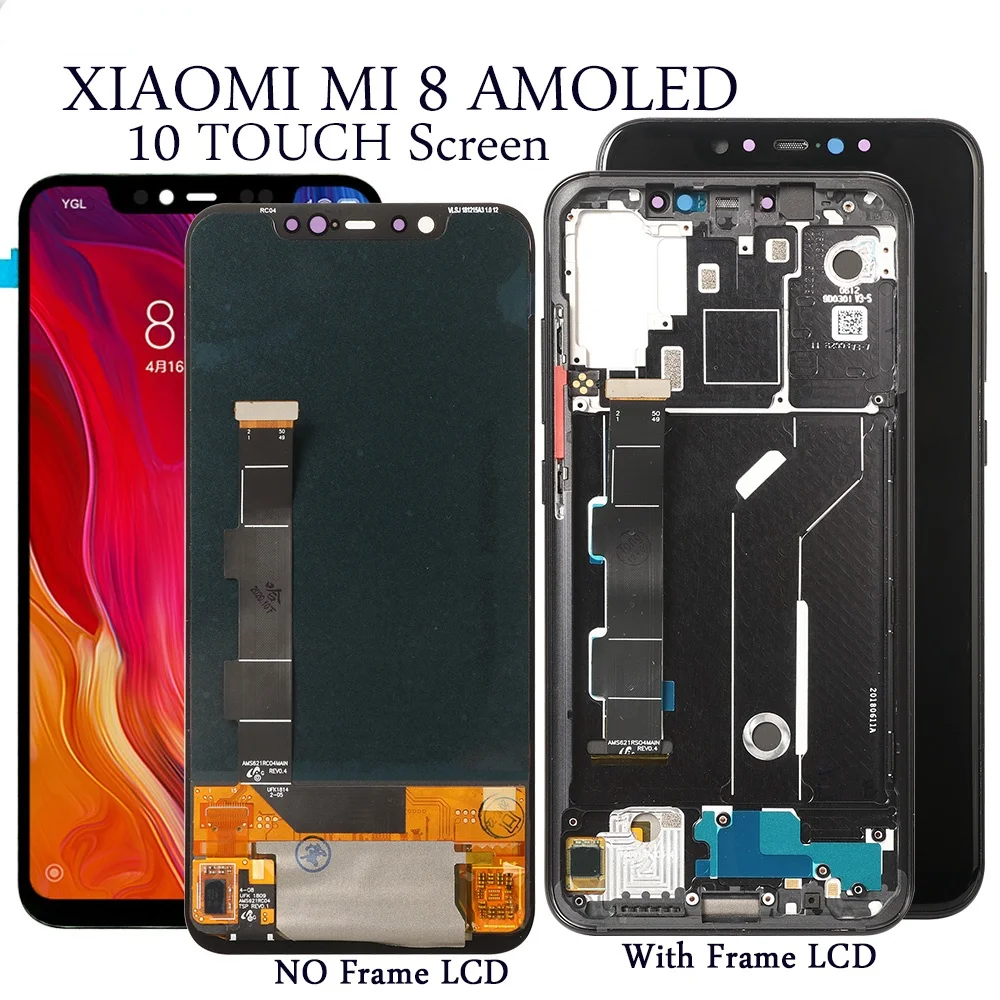 

OLED Screen For MI 8 Mi8 LCD Display 10 Touch Screen Replacement Tested Smartphone LCD Screen Digitizer Parts
