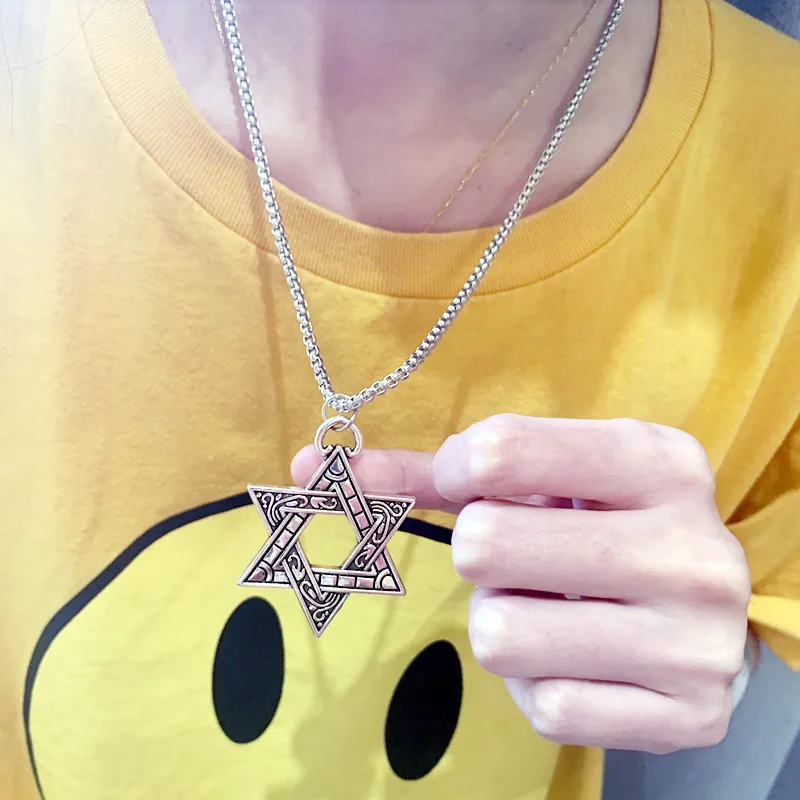 2021 модные украшения хип-хоп шестиугольник цинковый сплав кулон ожерелье для пары