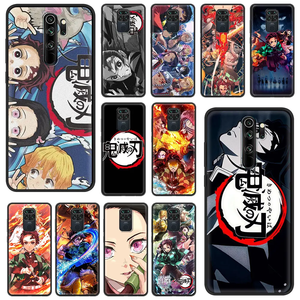 

Case for Xiaomi Redmi Note 9S 9 8 10 Pro 8T 7 Phone Cover 9A 9C 8A 7A k40 6 6A 9T Black TPU Soft Shell Demon Slayer Anime Funda