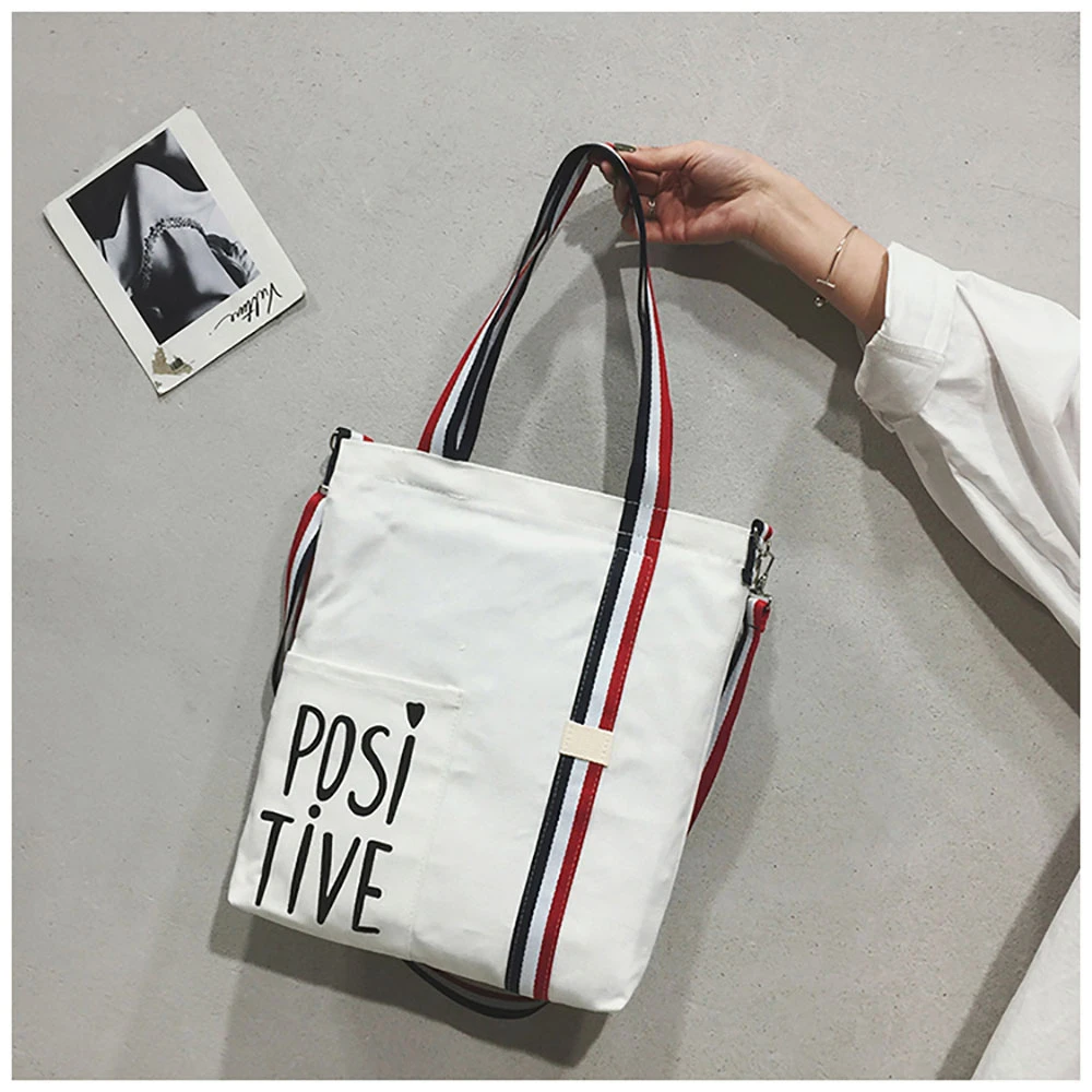 

Large Capacity Shopping Tote Bag For Women Strip Nylon Female Shoulder Bag Travel Ladies Handbag
