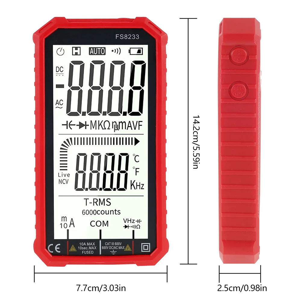 

Digital Multimeter Tester Auto Ranging TRMS 6000 Counts Non Contact Voltage Tester DC AC Voltmeter