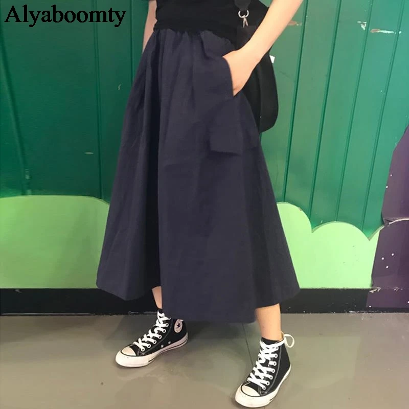 2021 сафари Стиль Сезон весна лето Женские миди юбка с высокой талией Цвет черный