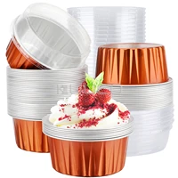 50pcslot 5oz 125ml muffin cupcake disposable aluminum foil cake baking liners holders with lids home kitchen cups