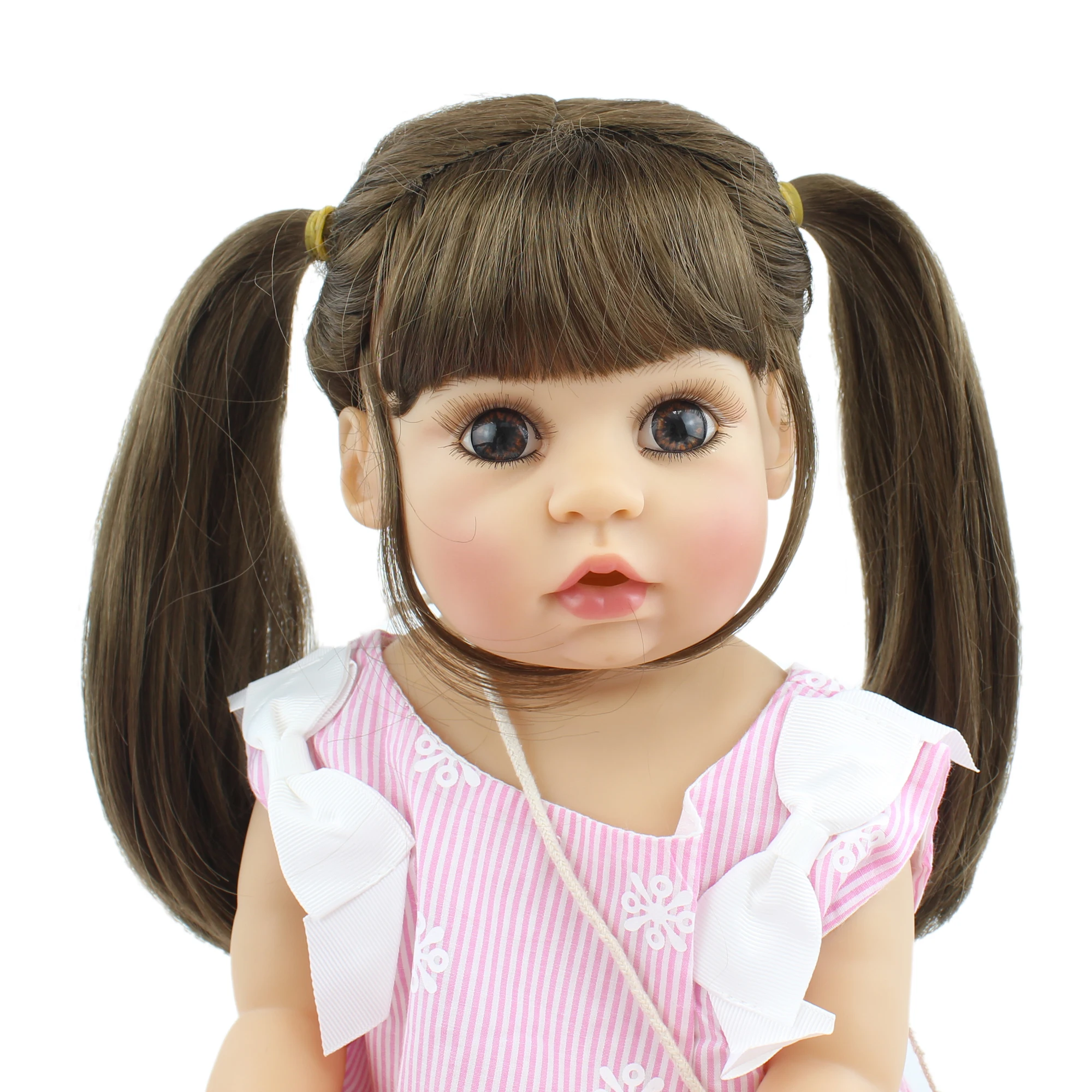 

55cm Full Silicone Reborn Baby Girl Doll Lifelike Soft Vinyl Princess Toddler Alive Babies Bebe Boneca Dress Up Toy