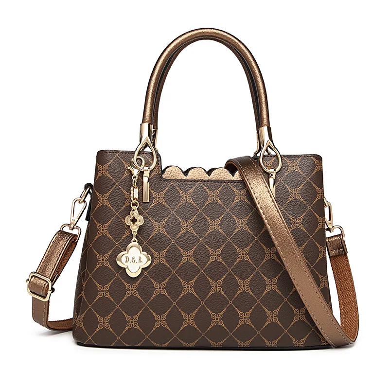 

Split Leather Women Handbags 2021 New Luxury Handbags All Match Vintage Geometric Prints One Shoulder Bags Designer Party Bags
