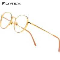 fonex pure titanium glasses frame men ultralight retro round myopia optical prescription eyeglasses frames women eyewear 879