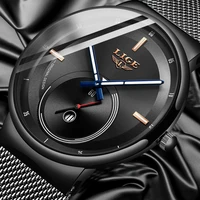 lige mens watches 2020 new fashion casual black quartz watch men unique dial sport waterproof male clock relogio masculinobox
