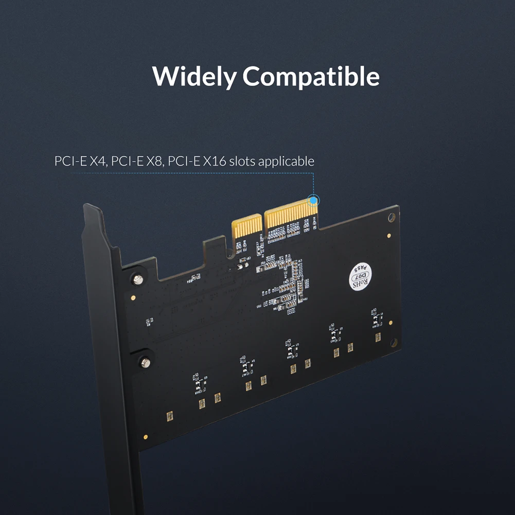

PES5 PCI-E to SATA3.0 PCIE 5 Ports Expansion Card SSD Hard Disk Riser Card