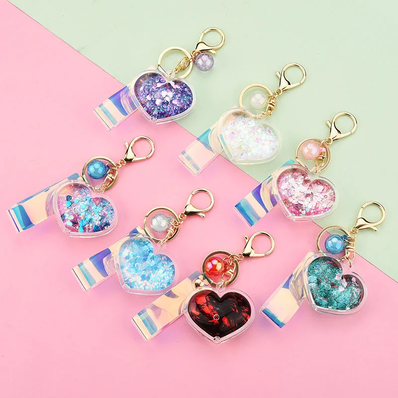 Сердце подвижное жидкое кольцо для ключей женщин фантазия брелок сумка