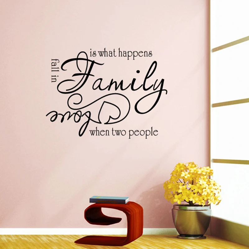 Quotes "Family Is What Happens When Two People Fall In Love' Wall Stickers, Living Room Bedroom Home Decor PVC DIY Sticker