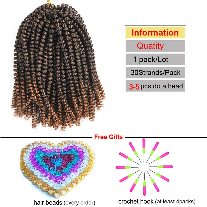 8 дюймов вязанные крючком косички Омбре весна крученые волосы канекалон