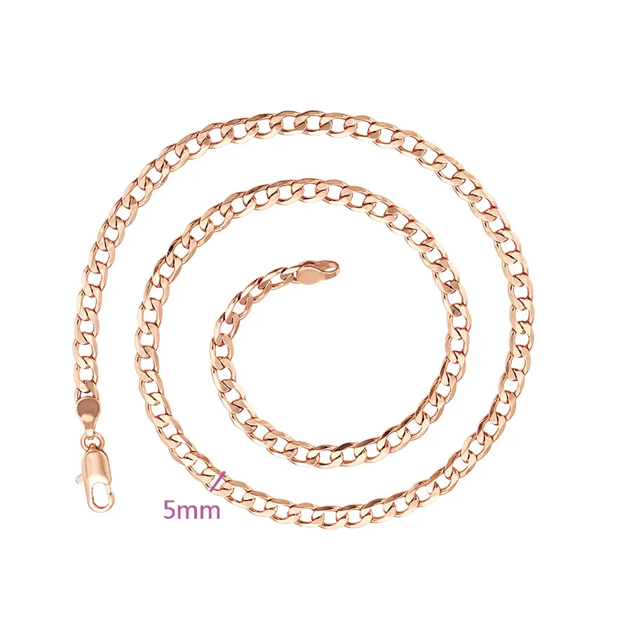 XP Jewelry ( 44 см * 5 мм) цвета розового золота 585 классика NK 1 :1 цепочка ожерелья для