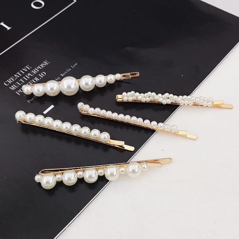 

5pcs/lot Big Small Imitation Pearl Beads Hair Clips Hairpins for Women Fashion Hair Jewelry Simple Barrettes Wholesale
