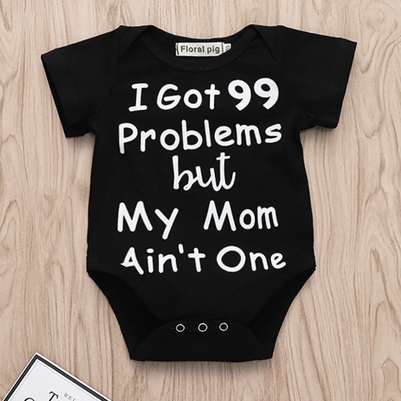 Боди с надписью I Got 99 Problem черный комбинезон для малышей маленькие хлопковые