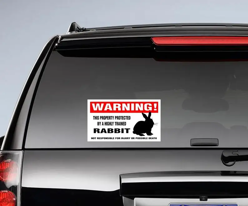 

Warning rabbit sticker 4x8 inch , rabbit decal, funny sticker