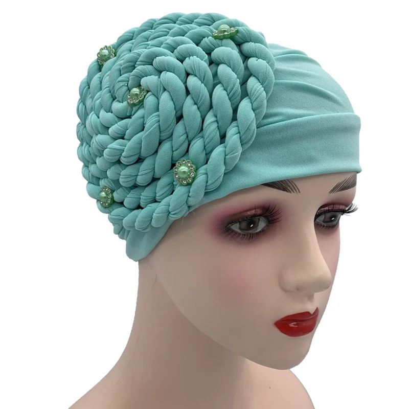 

2021 Trendy Braids Turban Bonnet Arab Wrap Head Scarf Ready to Wear Hijab Hat Muslim Headdress Woman Inner Hijab Turbante Mujer