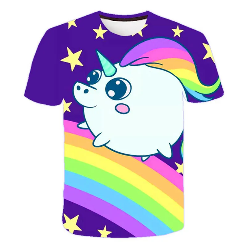 

girls 3D unicorn Print T-shirts cute unicorno tshirt Girls NEW Summer Tees Top Clothing Children cartoon Clothes Casual xxx teen
