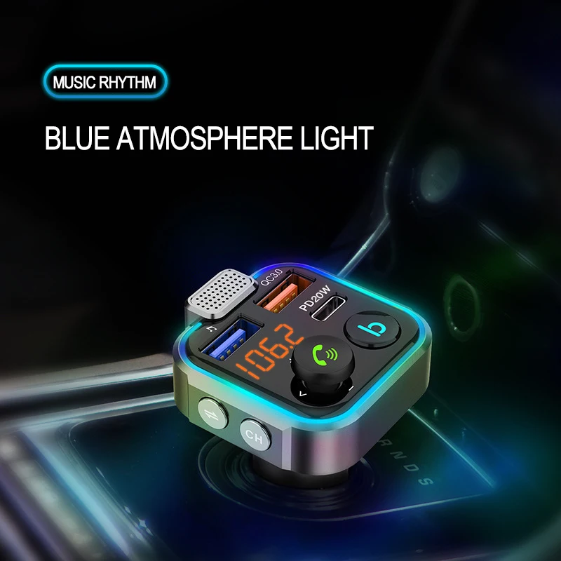 Быстрое зарядное устройство QC3.0 PD18W Bluetooth 5 0 FM-передатчик mp3-плеер с одним ключом