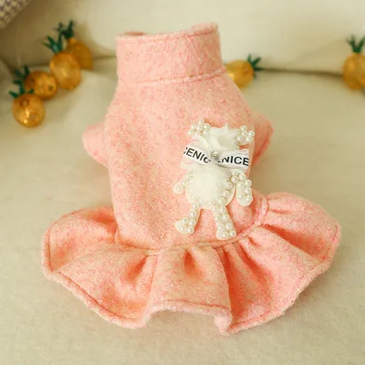 Pink Клетчатое платье принцессы; платье для маленькой собачки; милый щенок; сезон осень-зима; аксессуары для домашних животных; одежда для французского бульдога - Цвет: Pink