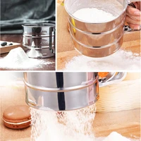 2pc stainless steel flour sieve cup powder sieve mesh kitchen gadget for cakes hand screened sugar mesh sieve baking strainer