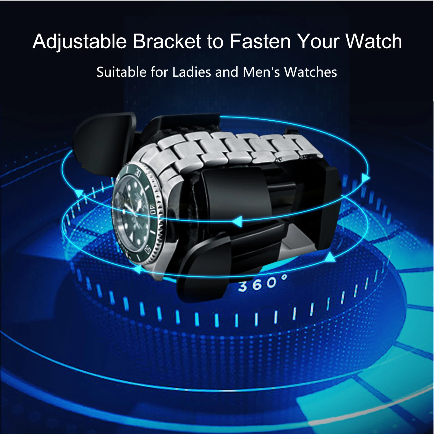 Ebony Baking Finish Watch Winder with Quiet Motors 1+0 Storage PU Leather Vertical knob + LED Light + Cover Opening Self Stop