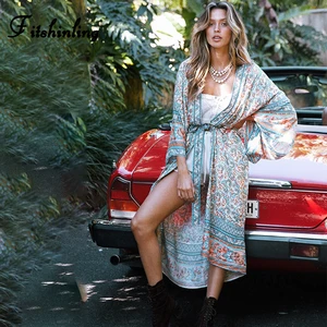 Fitshinlingпраздничный кардиган с цветочным принтом, длинное кимоно с поясом, оверсайз, Стройное сексуальное бикини, накидка, купальник, женская одежда для отдыха