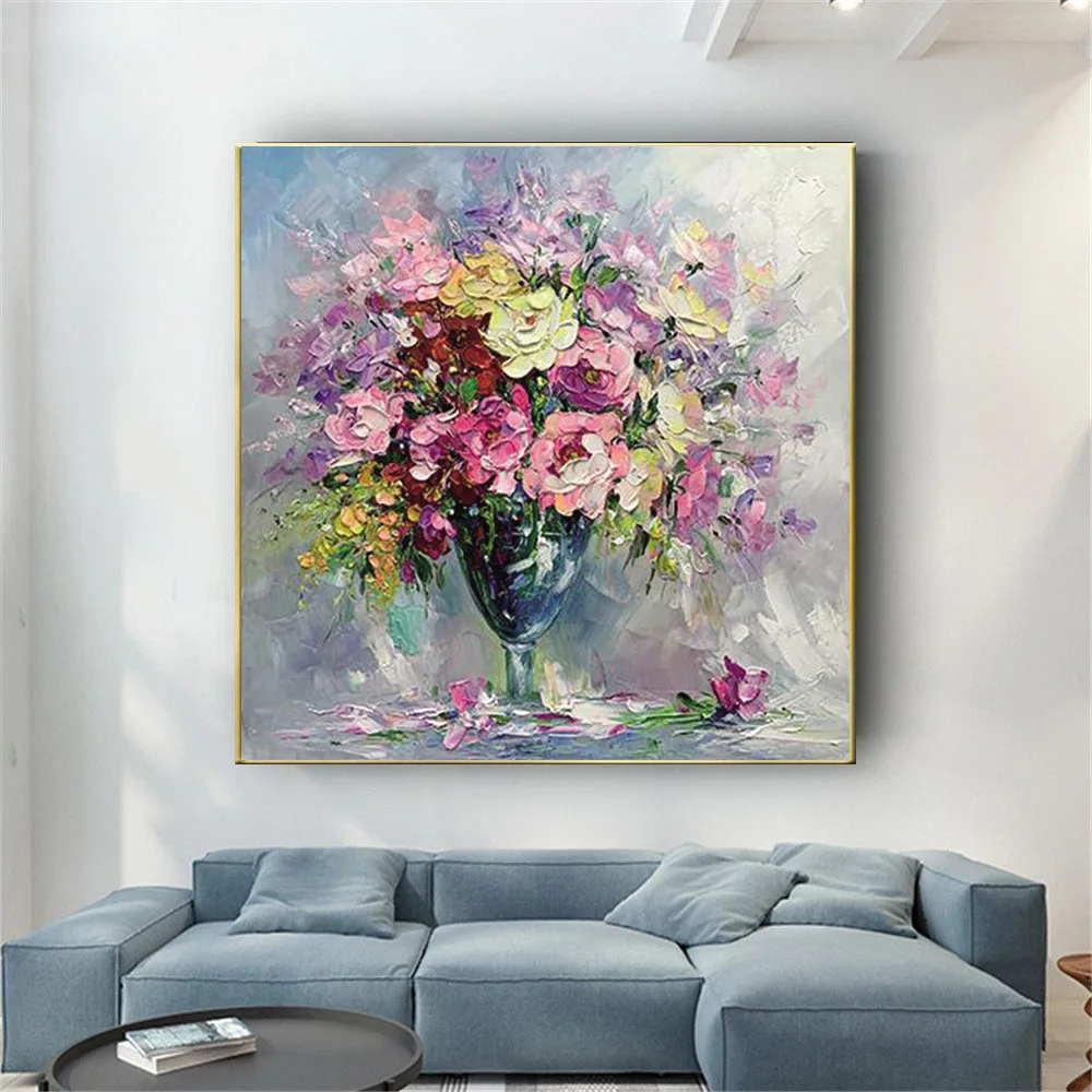 

100%Hand-painted Modern Wedding Decor Knife Flower Wall Art Pictures Home Decor For Living Room On Painted Canvas Painting color