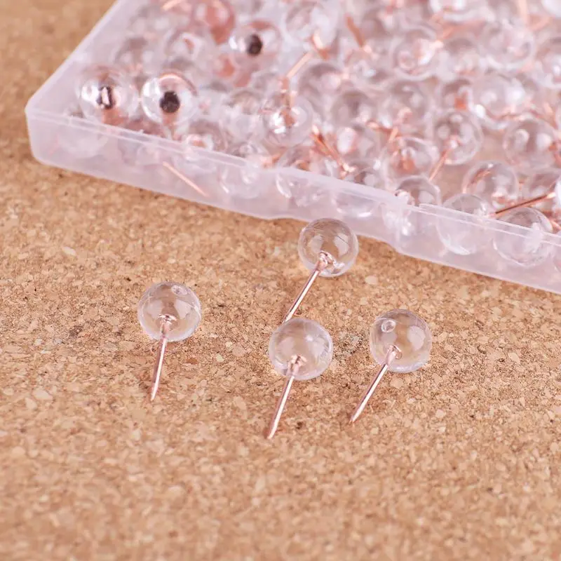 

100pcs Rose Gold Pushpins Thumb Thumbtack Board Round Ball Drawing Wall Studs