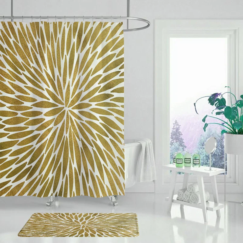 Набор занавесок с золотыми листьями 180x180 см занавеска для душа из полиэстера