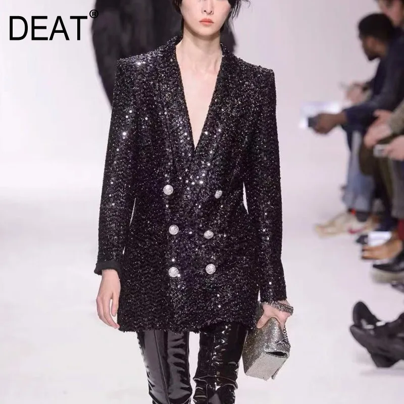 DEAT 2020 новая весенняя куртка с двойной металлической пуговицей высокая талия