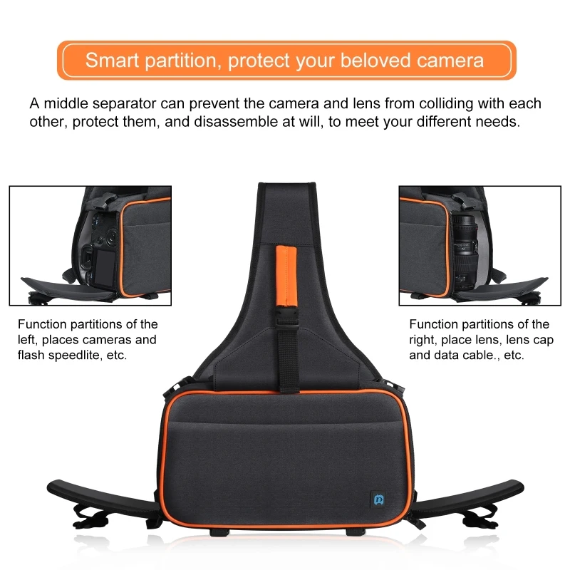 puluz triangle style slr camera bag sling waterproof backpack shoulder messenger bags with removable lens bag free global shipping