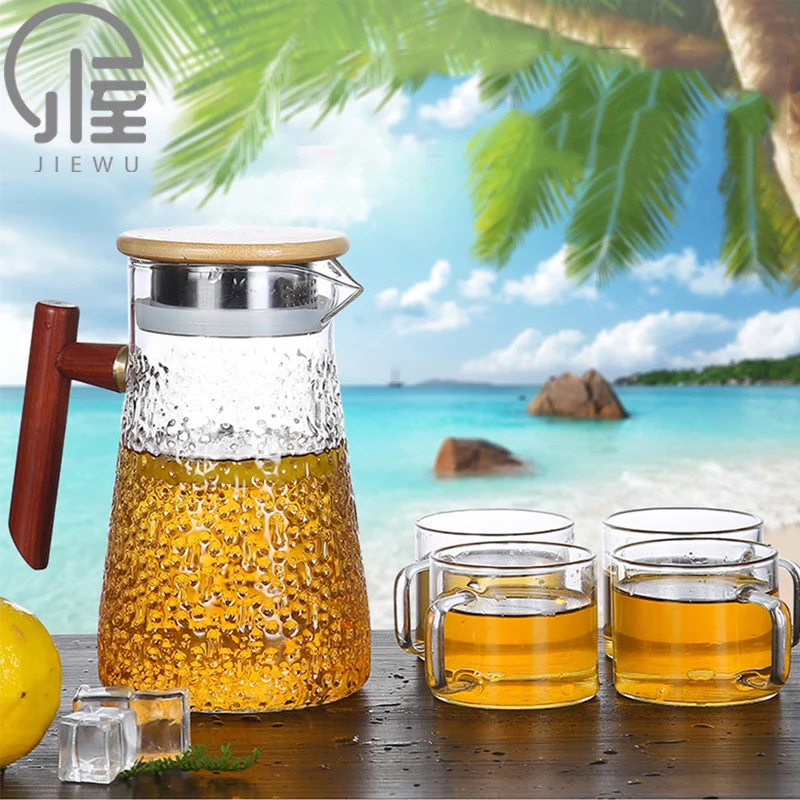 

JIEWU маленькая свежая стеклянная бутылка для воды большой емкости термостойкий чайник 2021 Новинка Аксессуары для офиса дома кухни