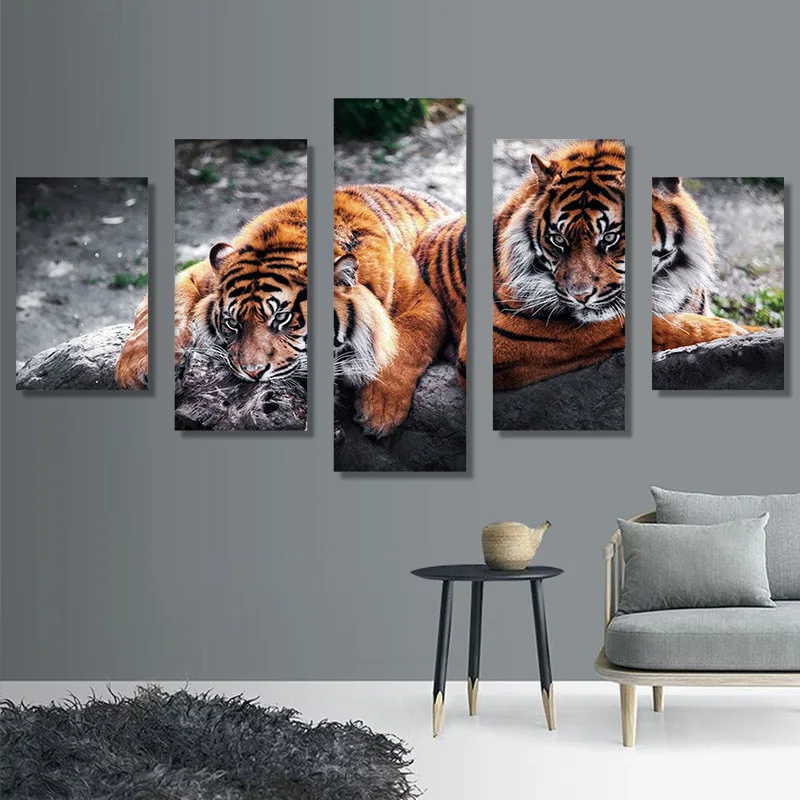 Тигр 5D алмазные картины Сделай Сам пять подключенных частей паста Все бриллианты