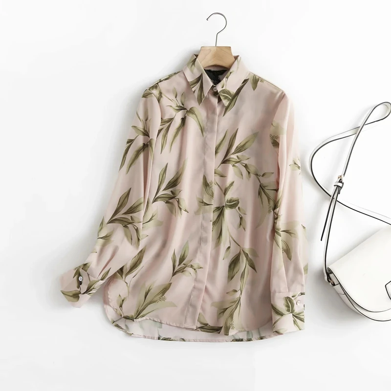 

Увядшая Осенняя блузка, Женская мода 2022, свободная рубашка в английском стиле, модная Этническая Повседневная Блузка с тропическим принтом,...