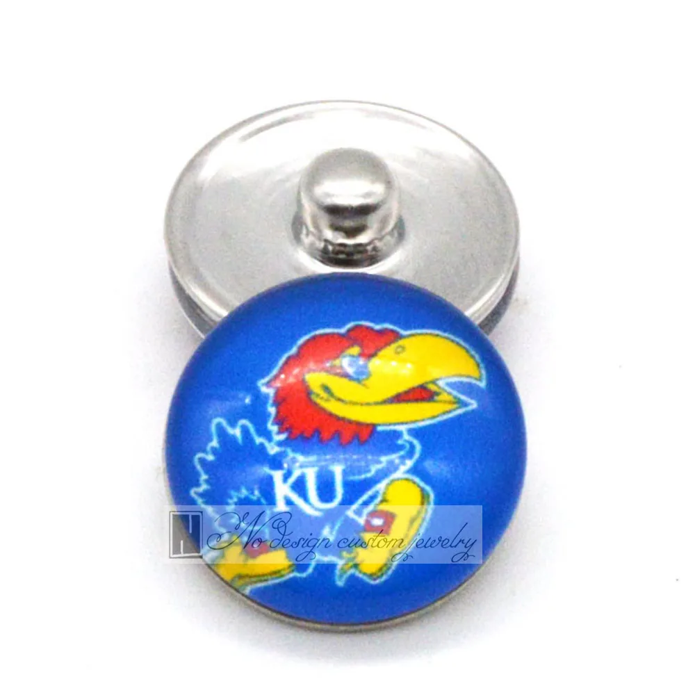 Kansas jayhawks баскетбольная команда KU NCAA спортивные стеклянные Sn-ap кнопки 18 мм 12