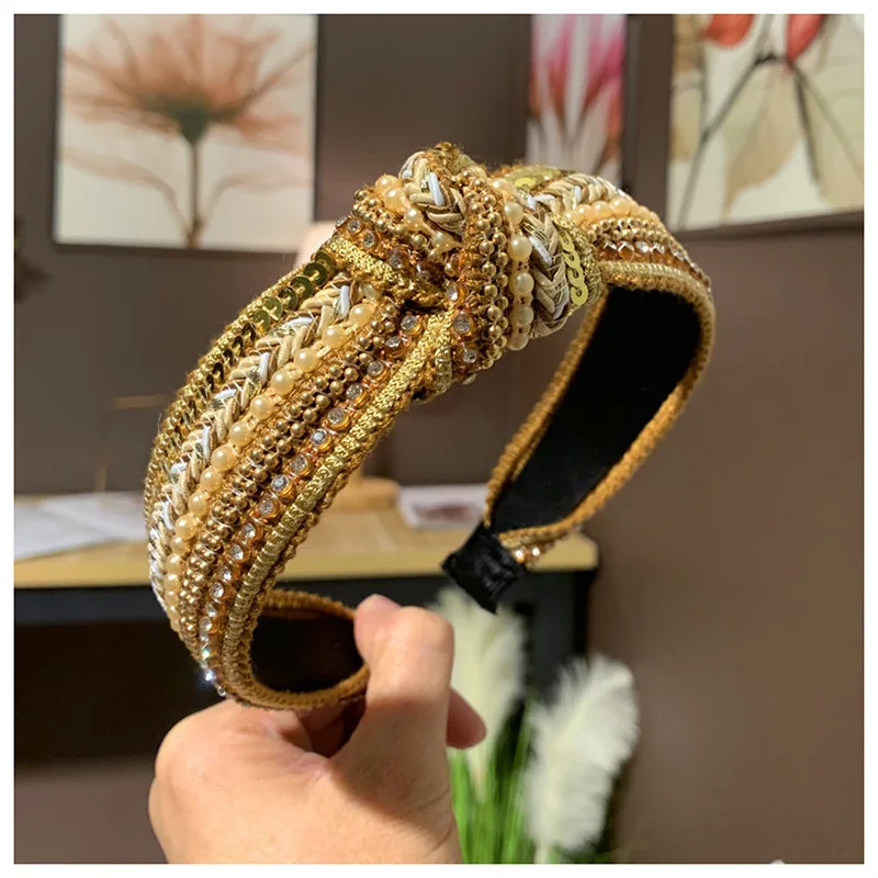 

Free shipping Bohemia Weave with Rhinestone knot women hairbands girl's headbands lady's headwear hair accessories