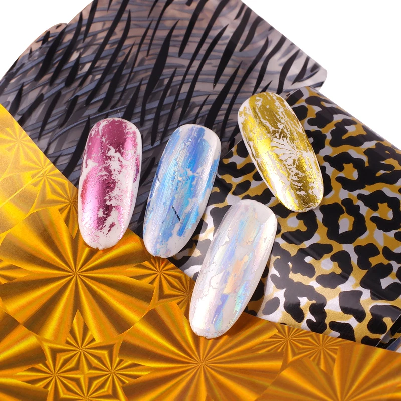 Модная Фольга для перевода на Ногти украшения золотые и серебряные Простые